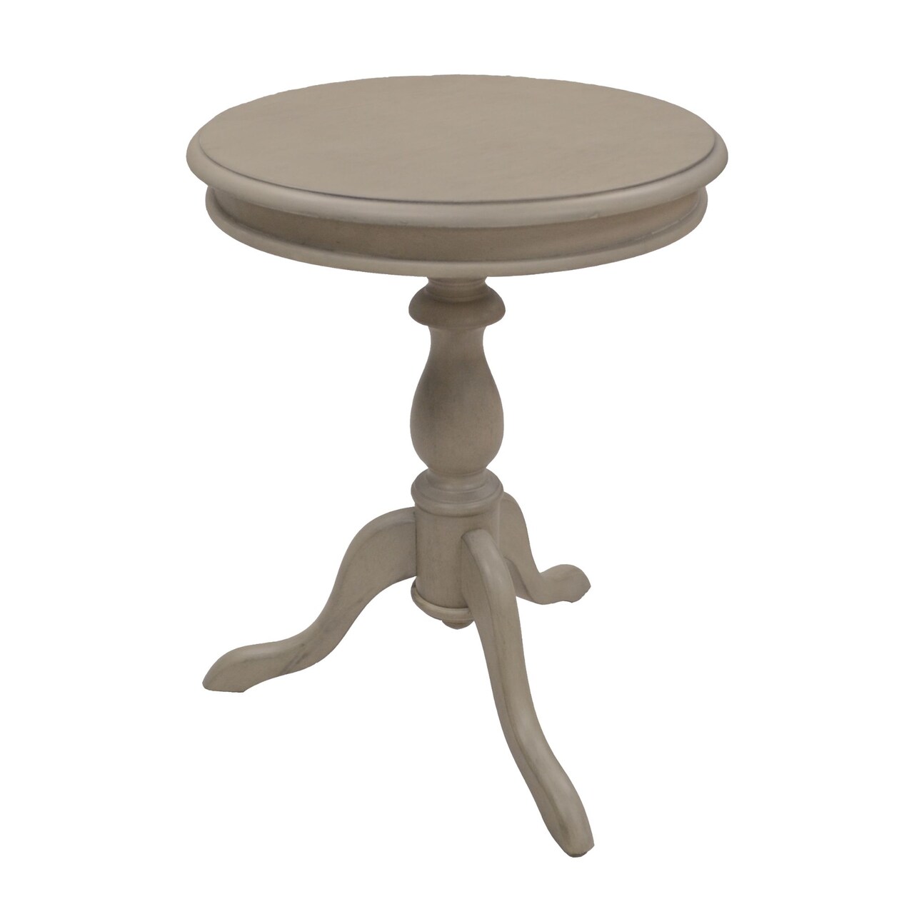 Contemporary Home Living 25.25" Weathered Gray Round Side Table with Pedestal Base and Curving Feet